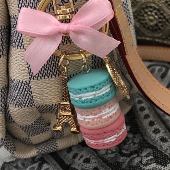 Macaron Purple Yellow Keychain #802 - Picture 3 of 11